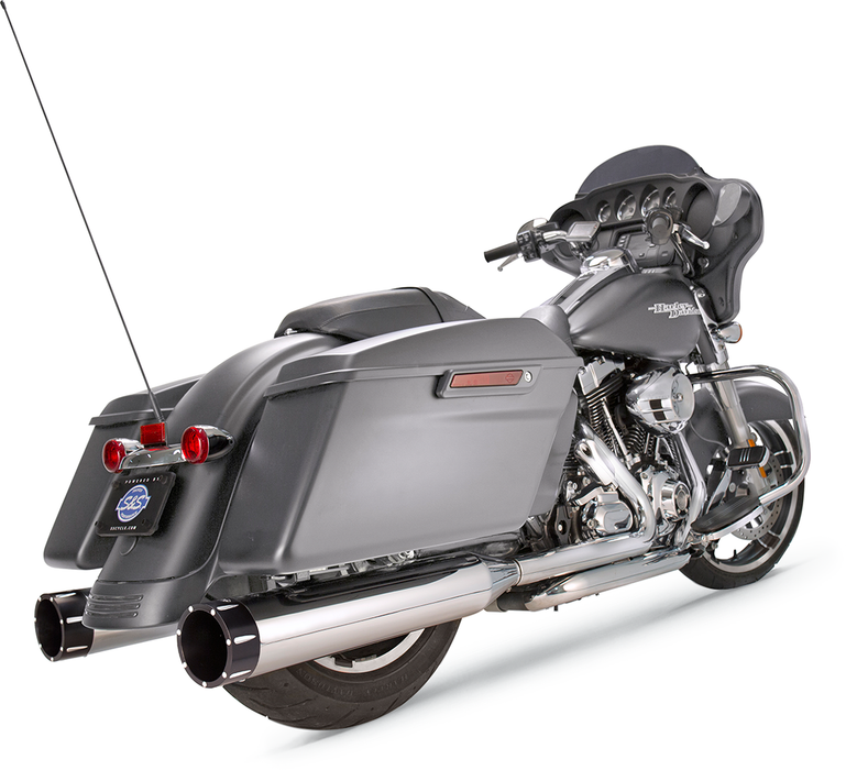 S&S CYCLE Mk45 TOURING MUFFLER for M8 TOURING MODELS—Chrome with Black Tracer End Cap - '17-'19 550-0668