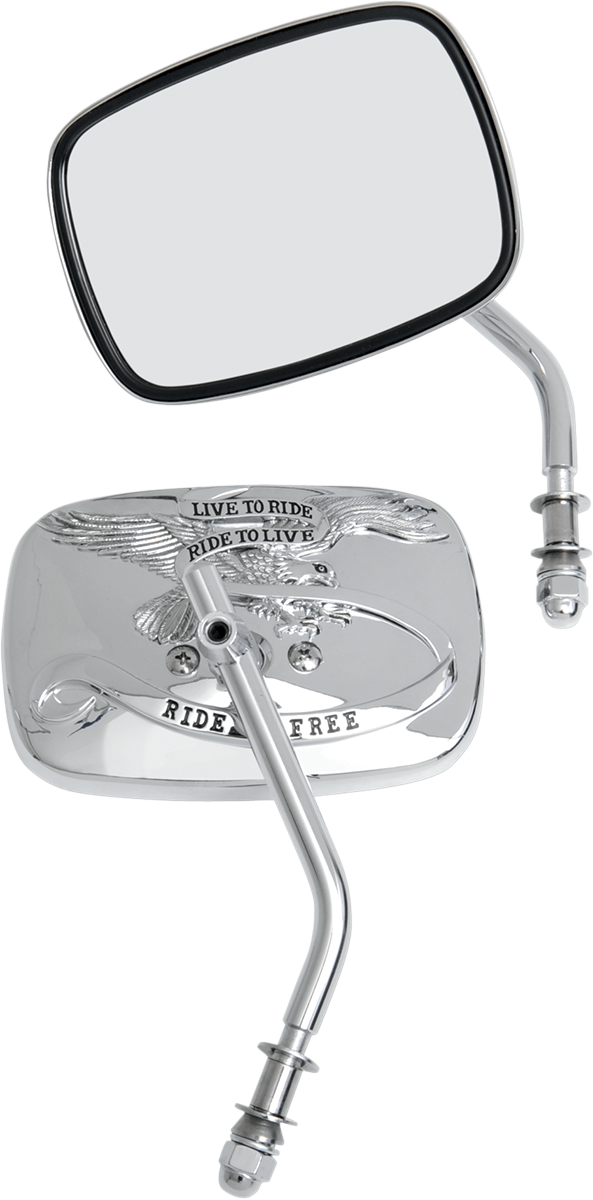 DRAG SPECIALTIES Live to Ride Mirrors - Chrome - Pair M60-0007C - PartsOutlet.com.au