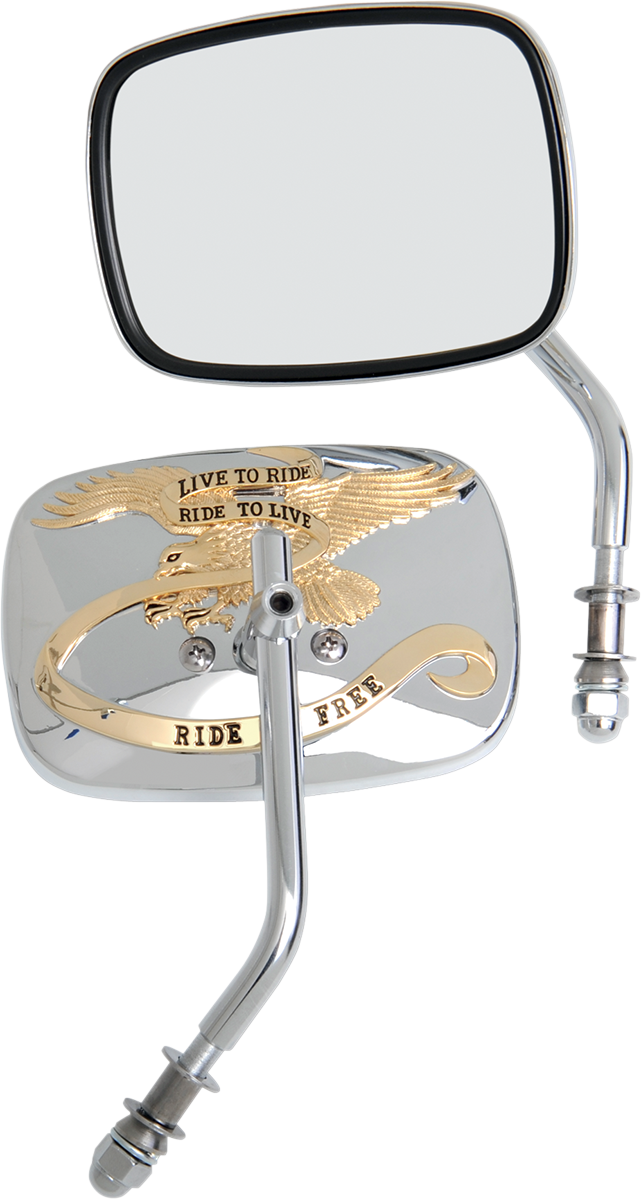 DRAG SPECIALTIES Live to Ride Mirrors - Gold - Pair M60-0007G - PartsOutlet.com.au