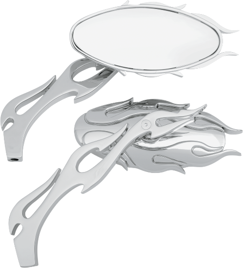 DRAG SPECIALTIES Flame Oval Mirror - 6" Chrome - 76826C