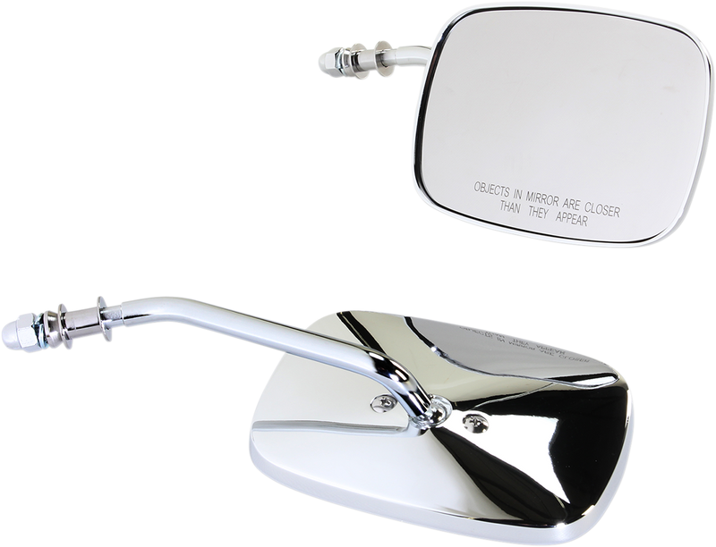 DRAG SPECIALTIES Rectangle Mirrors - Short - Chrome 60-0012/13X - PartsOutlet.com.au