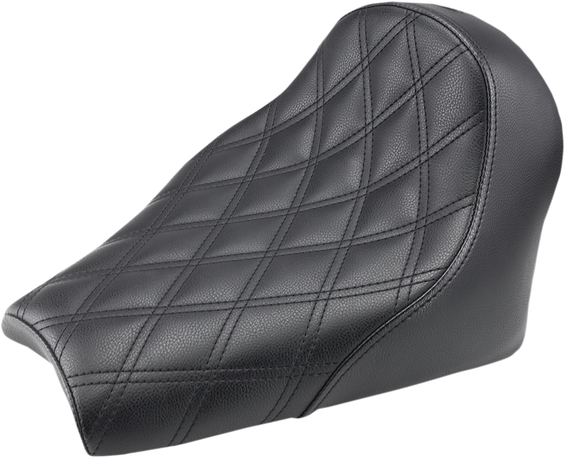 SADDLEMEN Renegade Solo Seat - Indian Scout Bobber '18-'23 - Lattice Stitched - Black I18-33-002LS - PartsOutlet.com.au
