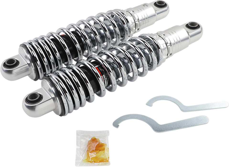 DRAG SHOCKS Premium Ride-Height Adjustable Shocks - Harley-Davidson Sportster 2004-2022 - Chrome - Heavy Duty - 13" C16-0154H