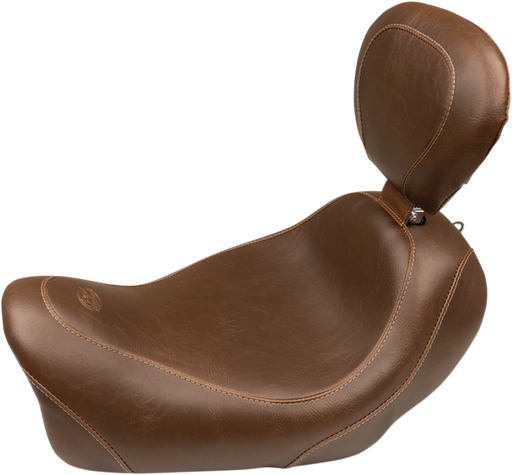 MUSTANG Tripper Solo Seat - Brown - Driver Backrest - Harley-Davidson Fat Bob FXDF 2014-2017 - 79796 - PartsOutlet.com.au