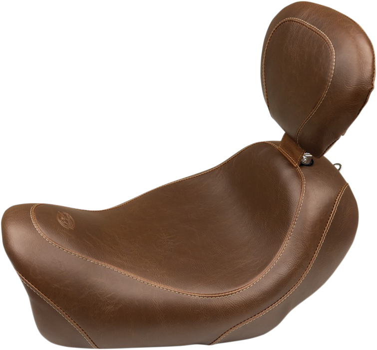 MUSTANG Tripper Solo Seat - Brown - Driver Backrest - Harley-Davidson Fat Bob FXDF 2014-2017 - 79796 - PartsOutlet.com.au