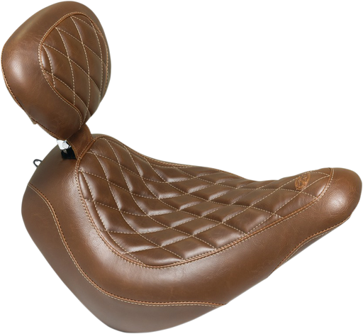 MUSTANG Tripper Solo Seat - Diamond - Brown - Driver Backrest - Harley-Davidson 2018+ Low Rider / Sport Glide 83040 - PartsOutlet.com.au