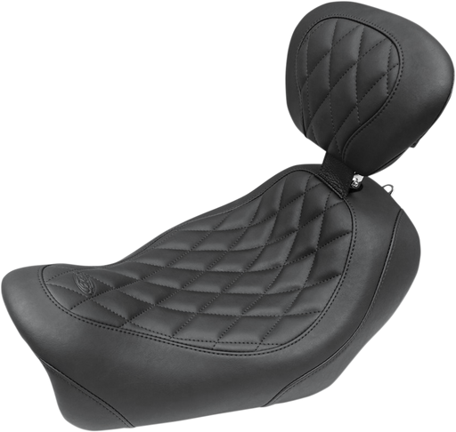 MUSTANG Tripper Solo Seat - Diamond - Black - Driver Backrest - Harley-Davidson Fat Bob FXDF 2014-2017 - 79799 - PartsOutlet.com.au