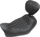 MUSTANG Tripper Solo Seat - Diamond - Black - Driver Backrest - Harley-Davidson Fat Bob FXDF 2014-2017 - 79799 - PartsOutlet.com.au