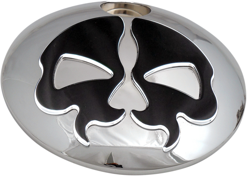 DRAG SPECIALTIES Split Skull Fuel Door - Harley-Davidson 2008-2024 - Chrome with Black 78051 - PartsOutlet.com.au