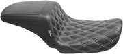 LE PERA Kickflip Dual Seat With White Double Diamond Stitch. Fits Dyna 2006-2017 - LK-591DDW - PartsOutlet.com.au