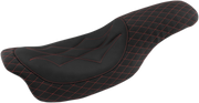 MUSTANG Revere Journey Seat - Diamond - Red Stitched - Harley-Davidson FL 2008+ 74111AB - PartsOutlet.com.au