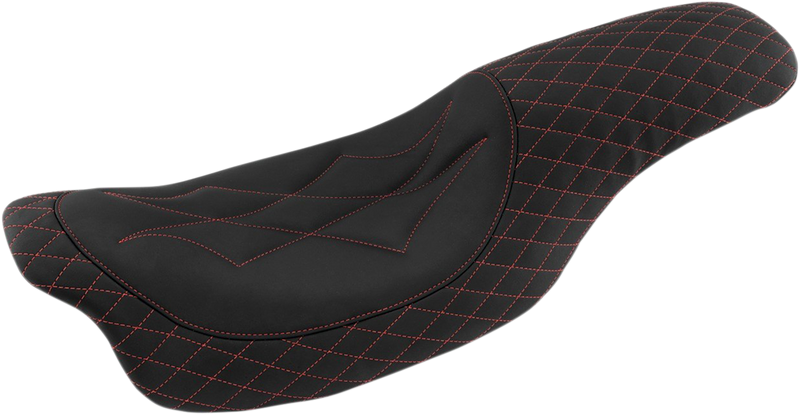 MUSTANG Revere Journey Seat - Diamond - Red Stitched - Harley-Davidson FL 2008+ 74111AB - PartsOutlet.com.au