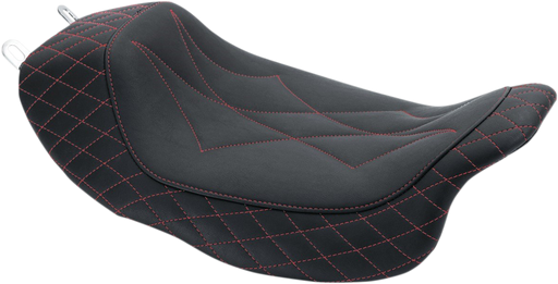 MUSTANG Revere Solo Seat - Diamond - Red Stitched - Harley-Davidson FL 2008+ 75130AB - PartsOutlet.com.au