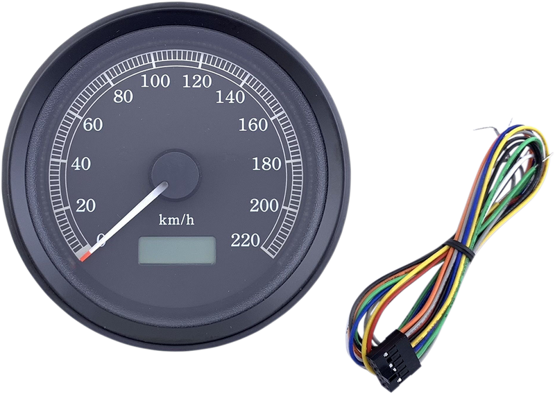 DRAG SPECIALTIES Universal 3-3/8" Programmable Electronic Speedometer - KPH - Black Face - Black Bezel - T21-69A4BBDSR