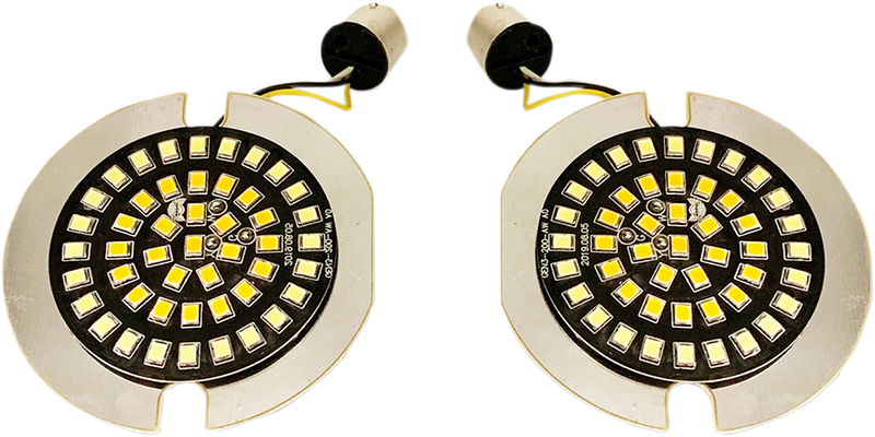 DRAG SPECIALTIES Flat-Style Dual Front Turn Signal Insert - White - Amber - Harley-Davidson 2007-2019 - DS-300-AW-1157T - PartsOutlet.com.au