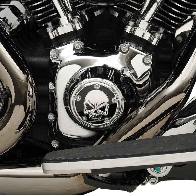 DRAG SPECIALTIES Point Cover - Skull Chrome - Harley-Davidson 1999-2017 - 5 Hole 301711 - PartsOutlet.com.au