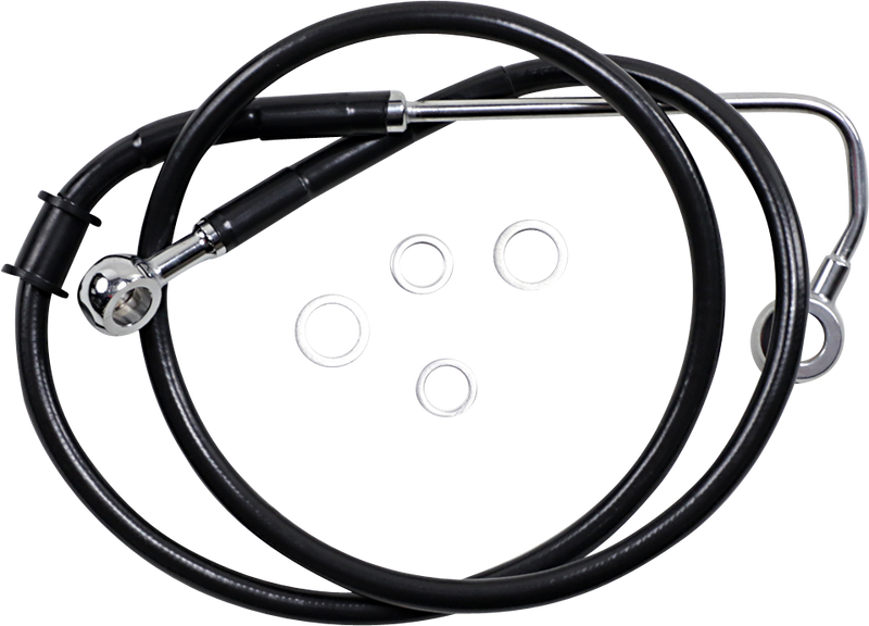 DRAG SPECIALTIES Brake Line - +4" - Black - '15-'17 Softail - 618299-4BLK