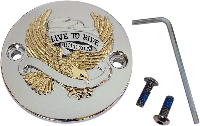 DRAG SPECIALTIES Points Cover - Harley-Davidson 2017-2024 - Chrome/Gold/Black I30-0223GA - PartsOutlet.com.au