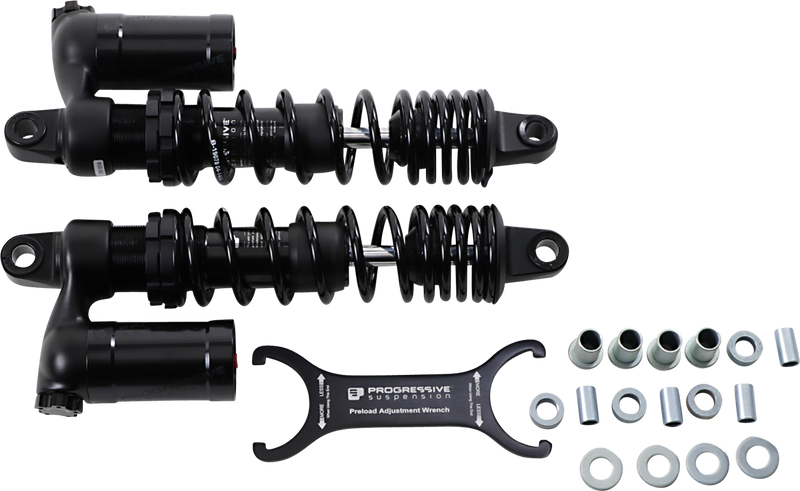 PROGRESSIVE SUSPENSION 970 Series Piggyback Shocks - Gloss Black/Matte Black - Harley-Davidson '82-'93 - 13.00" - 970-1014B