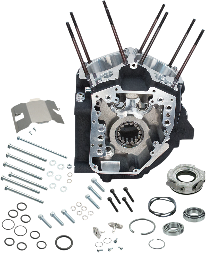 S&S CYCLE Crankcase for '99–'06 HD® Twin Cam 88® A Engines (except 2006 HD® Dyna®), 4-1/8" Bore, Stock Stud Pattern - Wrinkle Black - 31-0181A
