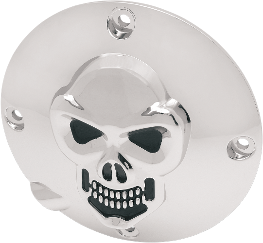 DRAG SPECIALTIES Skull Derby Cover - Harley-Davidson 1994-2003 - Chrome - 4 Hole 33-0063 - PartsOutlet.com.au