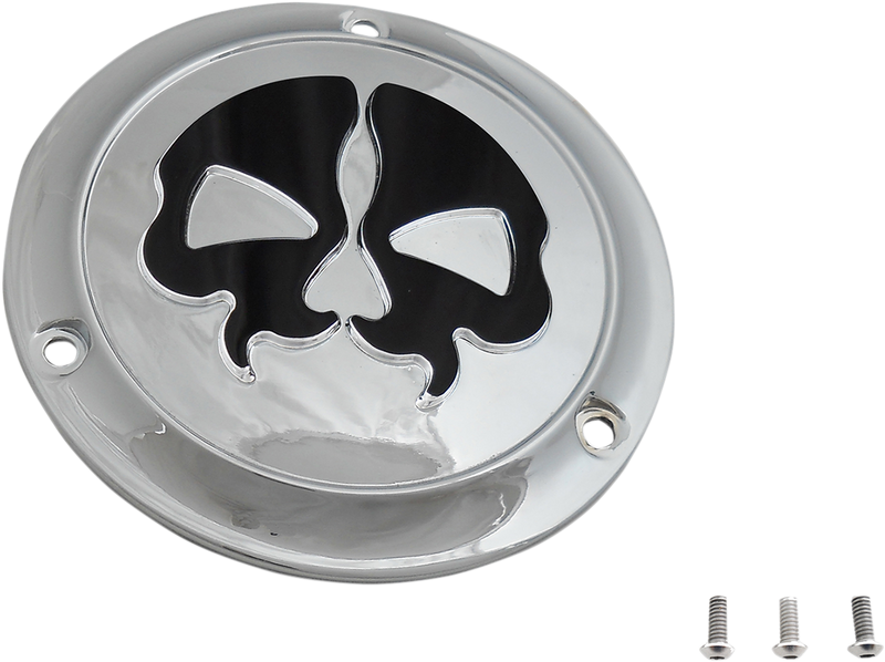 DRAG SPECIALTIES Split Skull Derby Cover - Harley-Davidson 1970-1999 - Chrome - 3-Hole 78045 - PartsOutlet.com.au