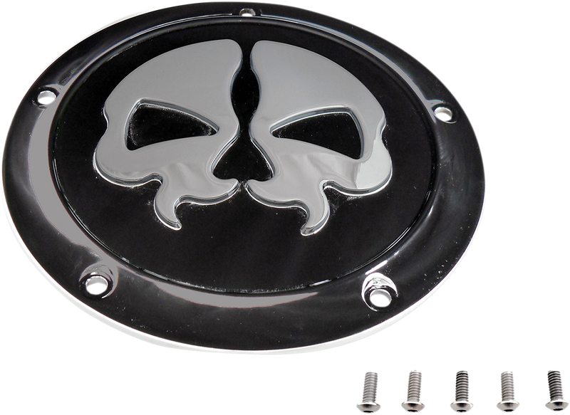 DRAG SPECIALTIES Split Skull Derby Cover - Harley-Davidson 2015-2024 - Black 78046B - PartsOutlet.com.au