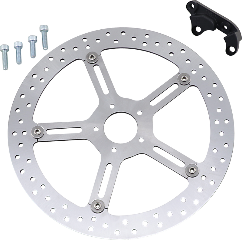 ARLEN NESS 15" BIG BRAKE ROTORS, HUB MOUNT - 18-up Softails (Non inverted forks) - LEFT - 02-983