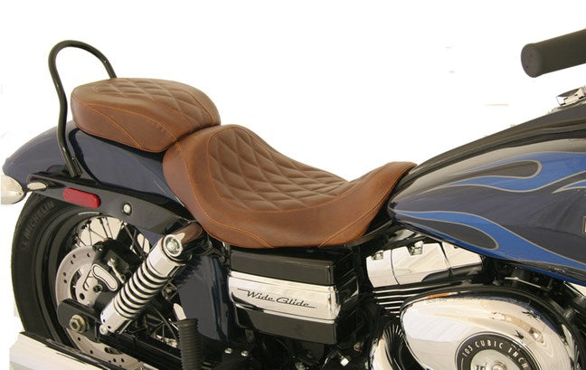 MUSTANG Wide Tripper Solo Seat - Brown - Harley-Davidson Dyna 2006-2017 - Diamond - 76706 - PartsOutlet.com.au