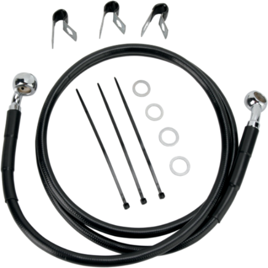 DRAG SPECIALTIES Brake Line - Front - Black - +2" - '00-'07 FLST - 660214-2BLK