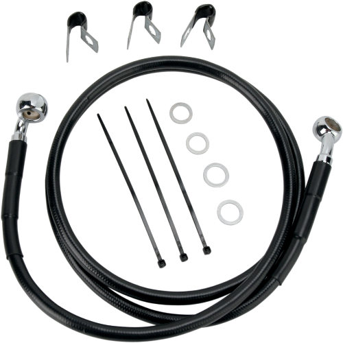 DRAG SPECIALTIES Brake Line - Front - Black - +4" - '00-'07 FLST - 660214-4BLK