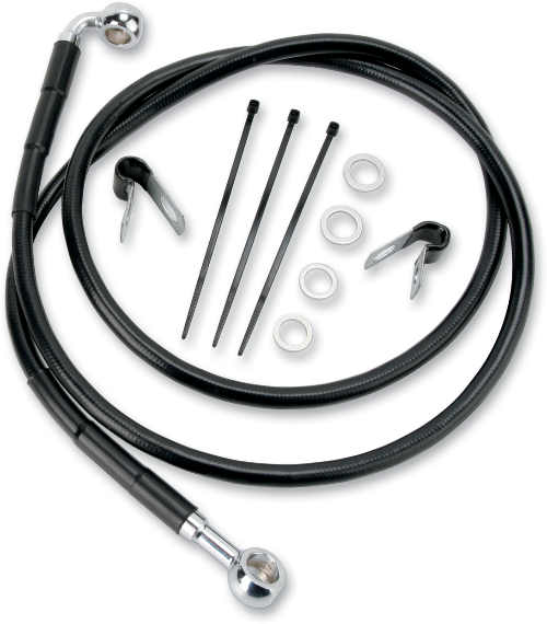 DRAG SPECIALTIES Brake Line - Front - Black - +2" - Harley-Davidson '84-'05 - 640115-2BLK