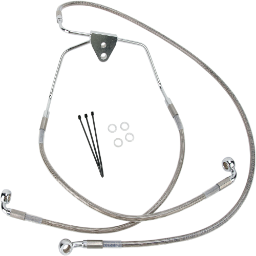 DRAG SPECIALTIES Brake Line - Front - +6" - Touring - Harley-Davidson 2008-2013 - Stainless Steel 620085-6