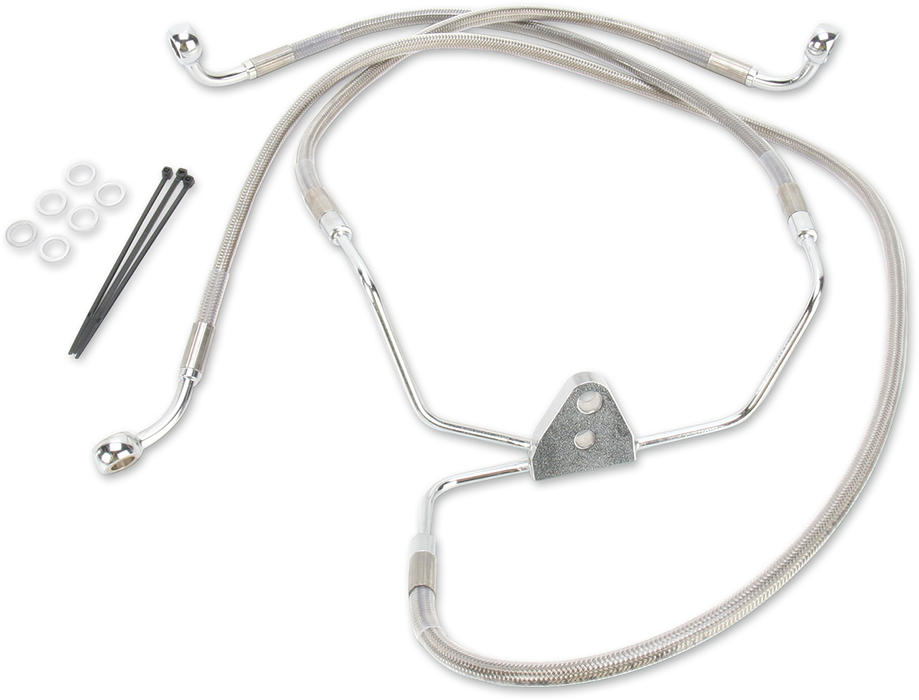 DRAG SPECIALTIES Brake Line - Front - +10" - Touring 1996-2007 - Stainless Steel 660411-10