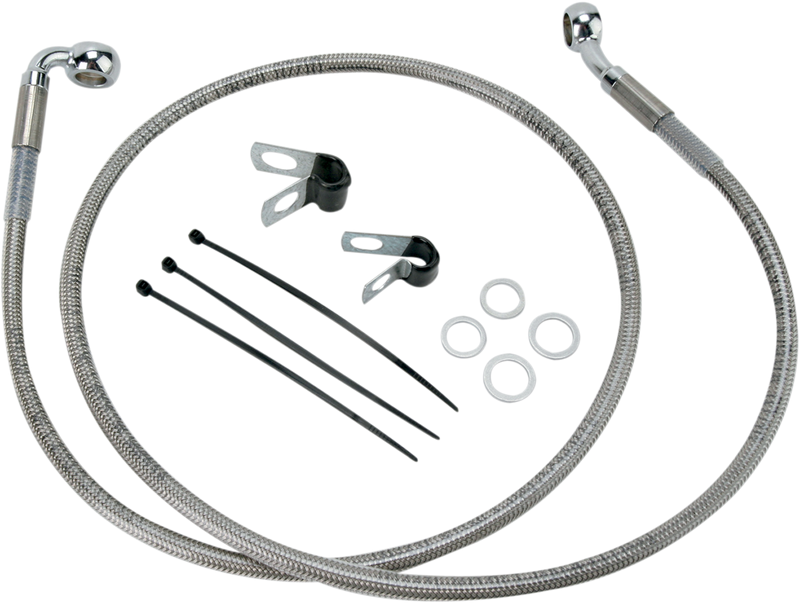 DRAG SPECIALTIES Brake Line - Front - +4" - Stainless Steel - FXD '00-'05 - 640112-4