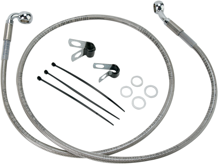 DRAG SPECIALTIES Brake Line - Front - +4" - Harley-Davidson 2000-2005 - Stainless Steel 640112-4