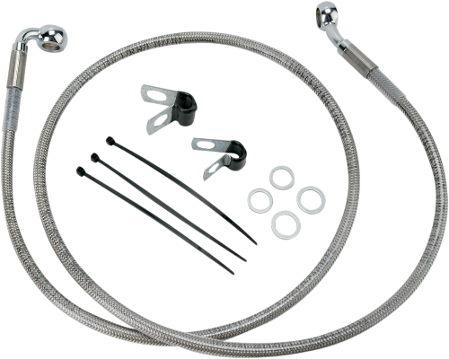 DRAG SPECIALTIES Brake Line - Front - +8" - Stainless Steel - FXD '00-'05 - 640112-8