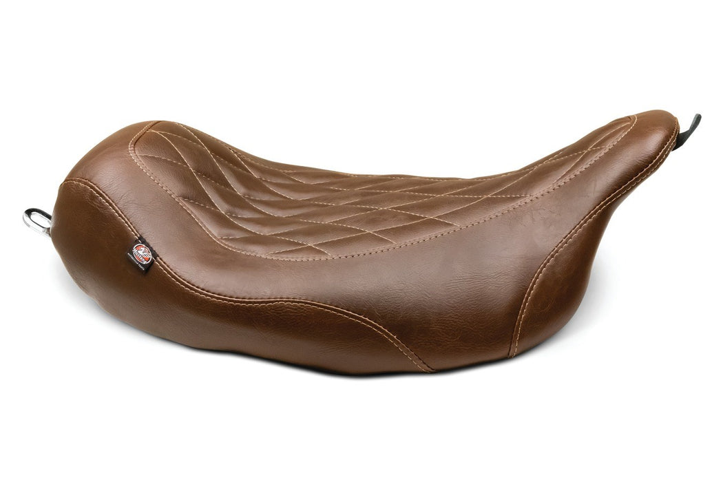 MUSTANG Wide Tripper Solo Seat - Brown - Harley-Davidson 2008+ FLH - Diamond 76722 - PartsOutlet.com.au