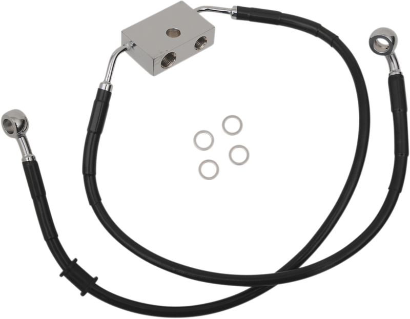 DRAG SPECIALTIES Front Brake Line - 15-1/2" / 17-3/4" - Black - XL '14-'22 - 614743-BLK