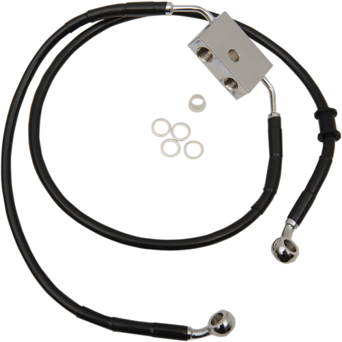 DRAG SPECIALTIES Brake Line - Front - +8" - Black - '14-'19 XL - 614750-8BLK