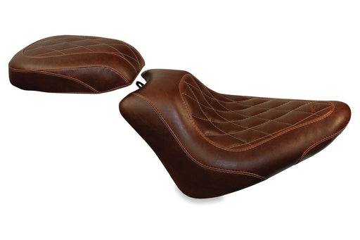 MUSTANG Wide Tripper Solo Seat - Brown - Harley-Davidson Slim FLS 2011-2017 - Diamond 76766 - PartsOutlet.com.au