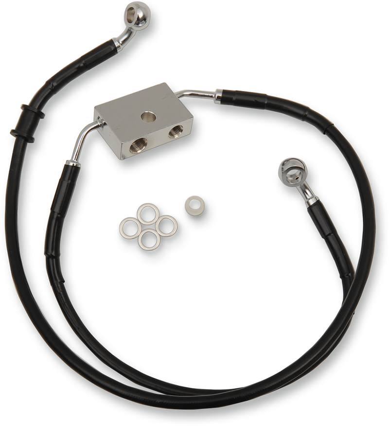 DRAG SPECIALTIES Brake Line - Front - +12" - Black - '14-'22 XL - 614751-12BLK