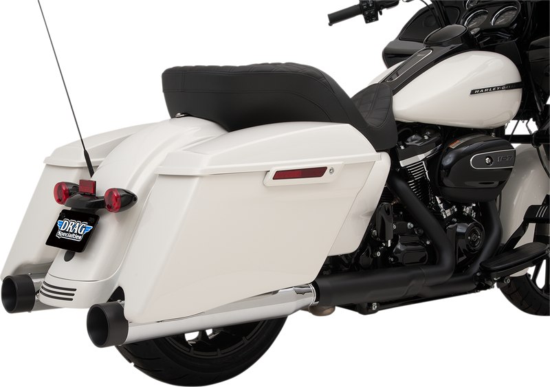 DRAG SPECIALTIES 4" Slip-On Mufflers for FL '17-'22 - Chrome/Black - H00971