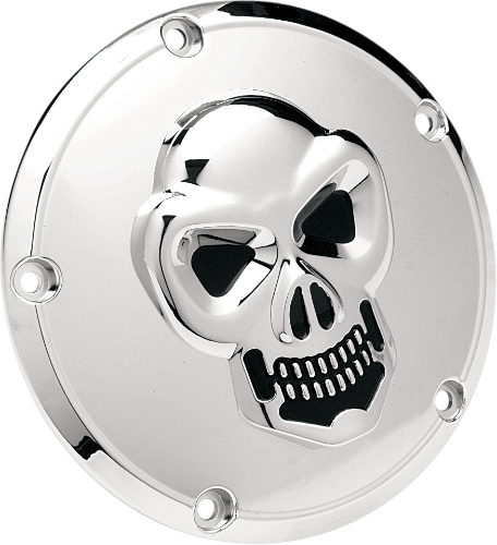 DRAG SPECIALTIES Skull Derby Cover - Chrome - 5 Hole - Harley-Davidson '99-'18 - 33-0062-PC - PartsOutlet.com.au