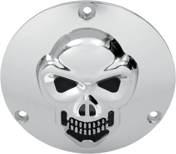 DRAG SPECIALTIES Skull Derby Cover - Chrome - 3 Hole - Harley-Davidson '69-'98 - 33-0061-PC - PartsOutlet.com.au