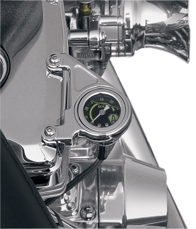 ARLEN NESS RADIUS OIL PRESSURE GAUGE, CHROME - 99-17 TWIN CAM, SHIELD LOGO - 15-658 - PartsOutlet.com.au