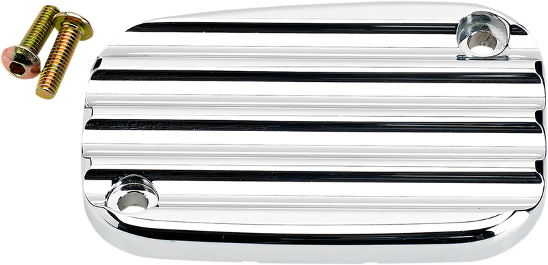 JOKER MACHINE Master Cylinder Cover - Brake - Front - Finned - Chrome - '08-'23 FL - 08-002C - PartsOutlet.com.au