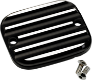 JOKER MACHINE Master Cylinder Cover - Brake - Front - Finned - Black/Silver - Harley-Davidson 1996-2009 - 951019-2 - PartsOutlet.com.au
