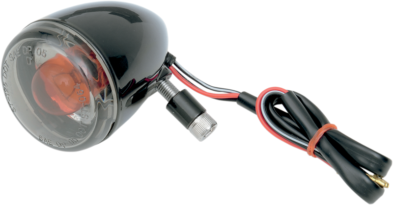 DRAG SPECIALTIES Universal Turn Signal Light - Front - Gloss Black with Smoke Lens L12-0232BFDC/M - PartsOutlet.com.au