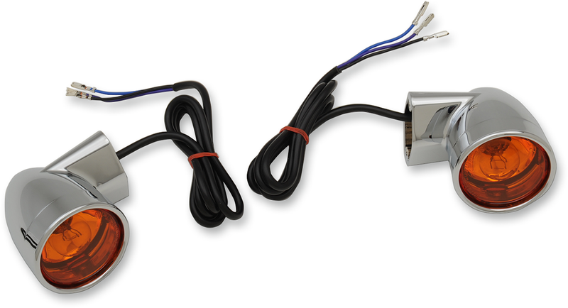 DRAG SPECIALTIES Bullet Turn Signal Lights FLT - Harley-Davidson 1999-2022 - Chrome 12-0224C-2 - PartsOutlet.com.au